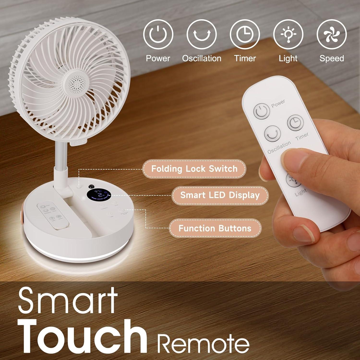 Ventilador de Pie Portátil Nloyxio 10800mAh con Control Remoto