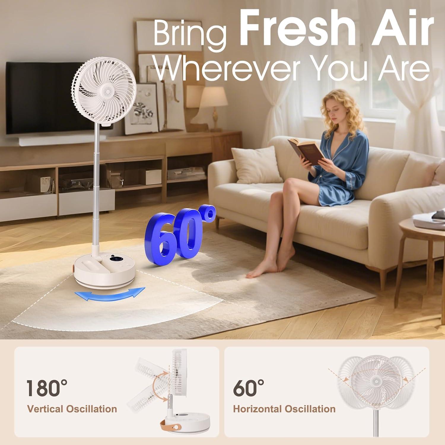 Ventilador de Pie Portátil Nloyxio 10800mAh con Control Remoto