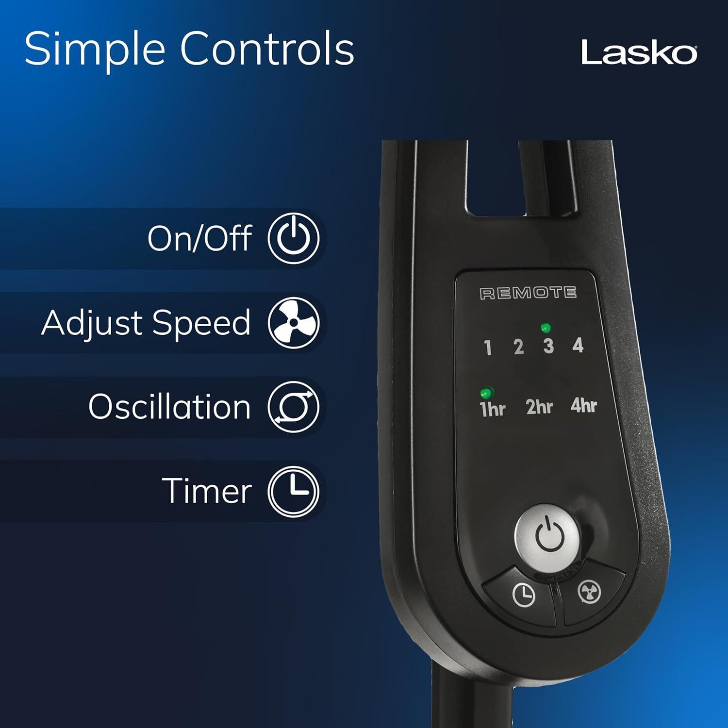 Ventilador de Pedestal Lasko S20620 20" Control Remoto 4 Velocidades