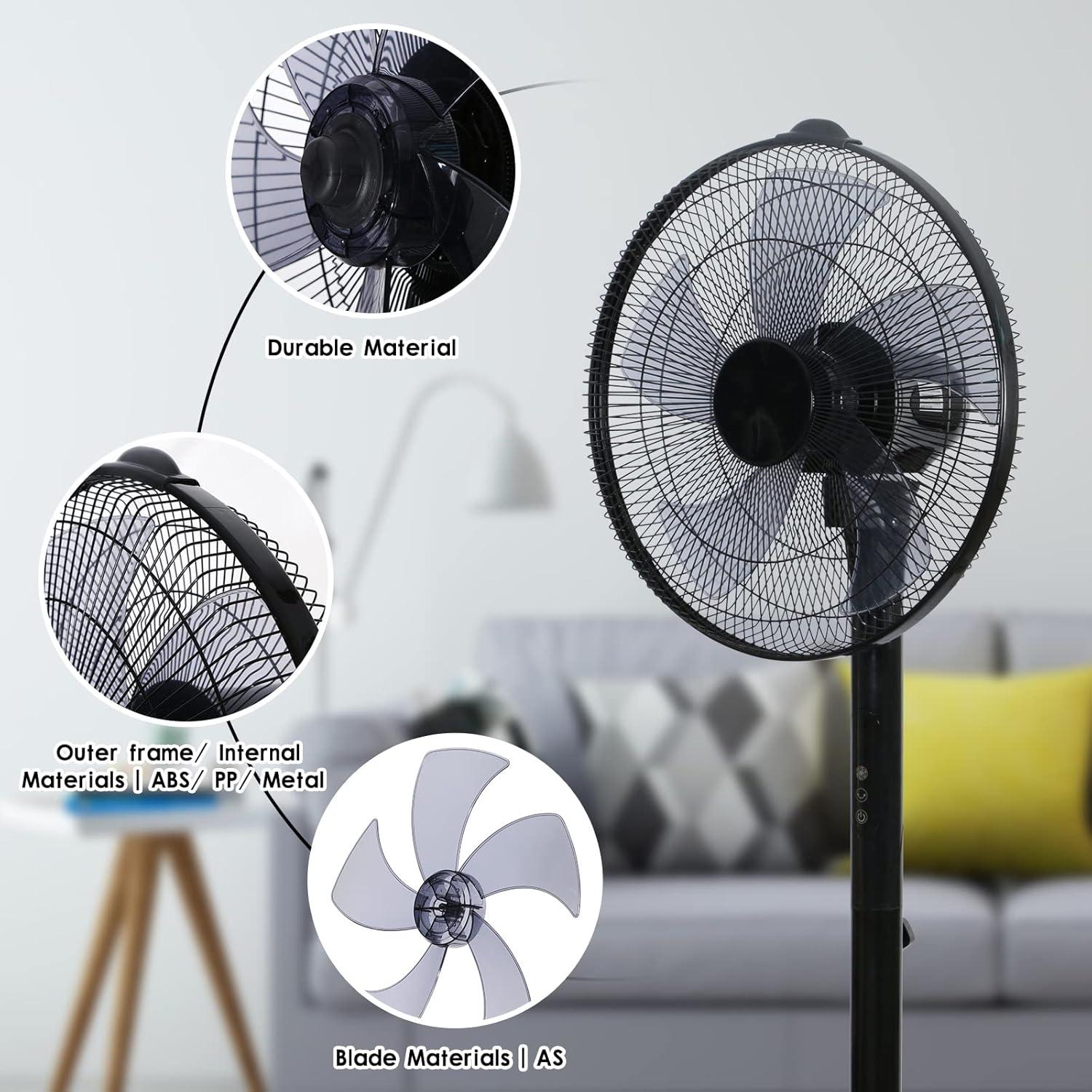 Ventilador de Pie Simple Deluxe 16" Oscilante 12 Velocidades Negro