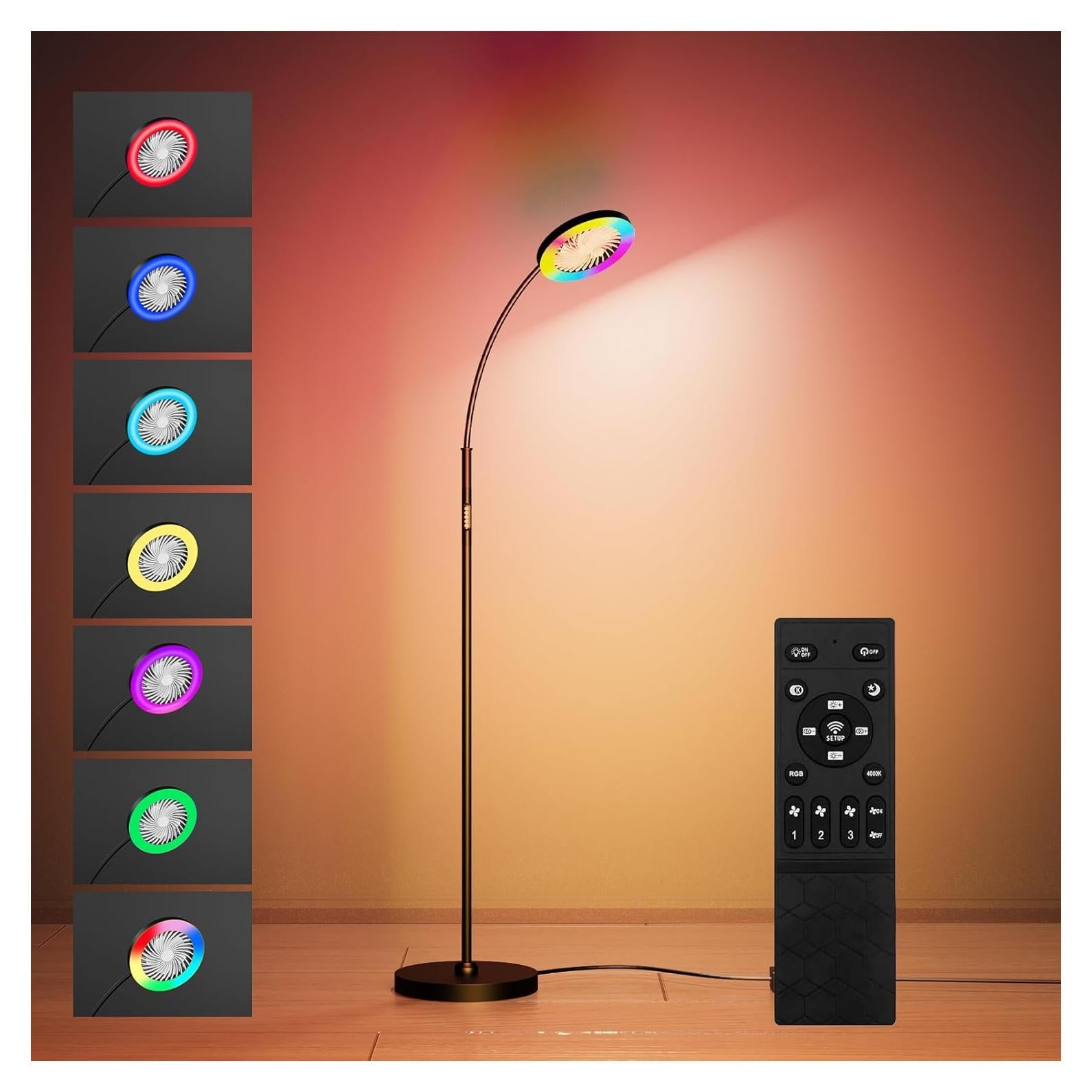 Ventilador de Piso con Luz RGB IDOGLOME 18W 1200Lm Control Remoto