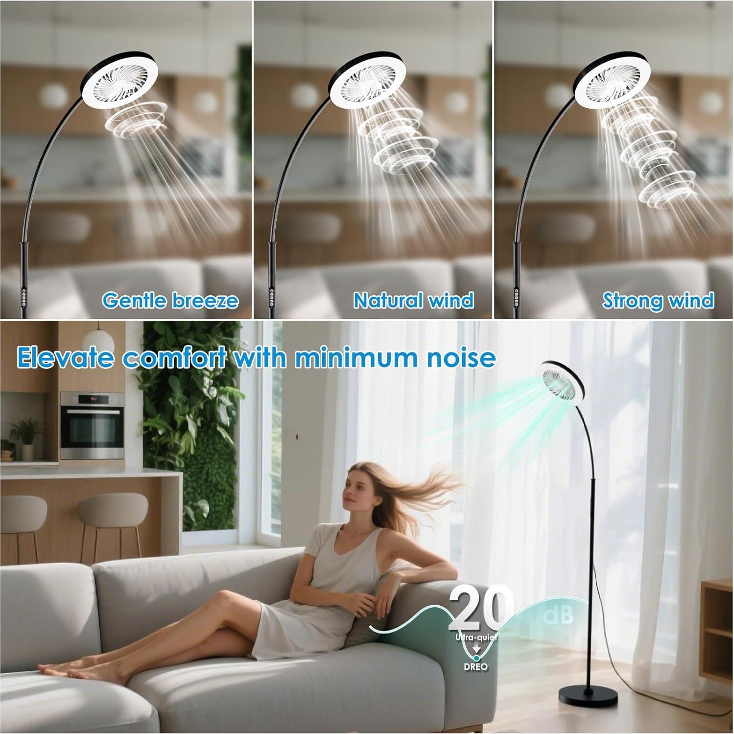 Ventilador de Piso con Luz RGB IDOGLOME 18W 1200Lm Control Remoto