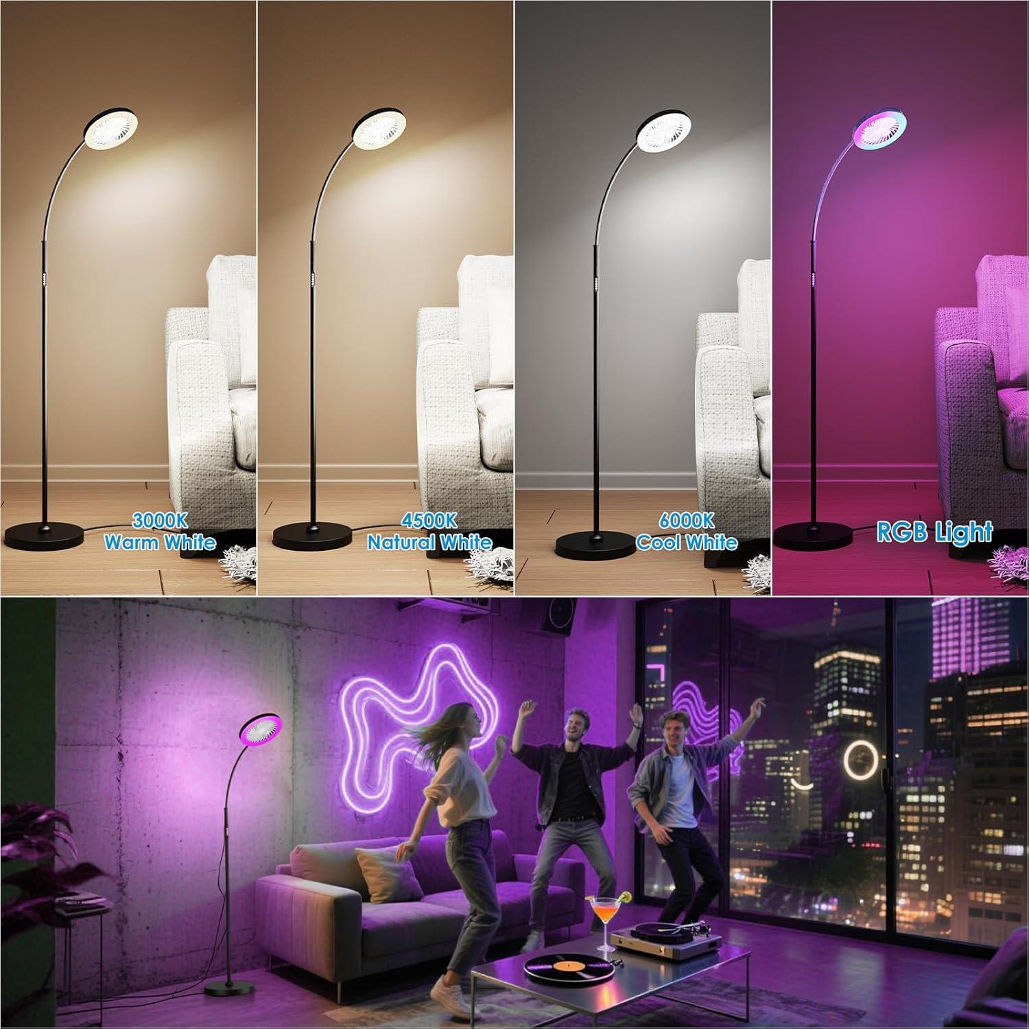 Ventilador de Piso con Luz RGB IDOGLOME 18W 1200Lm Control Remoto