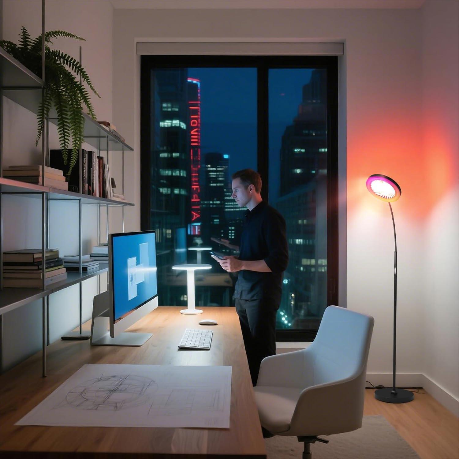 Ventilador de Piso con Luz RGB IDOGLOME 18W 1200Lm Control Remoto