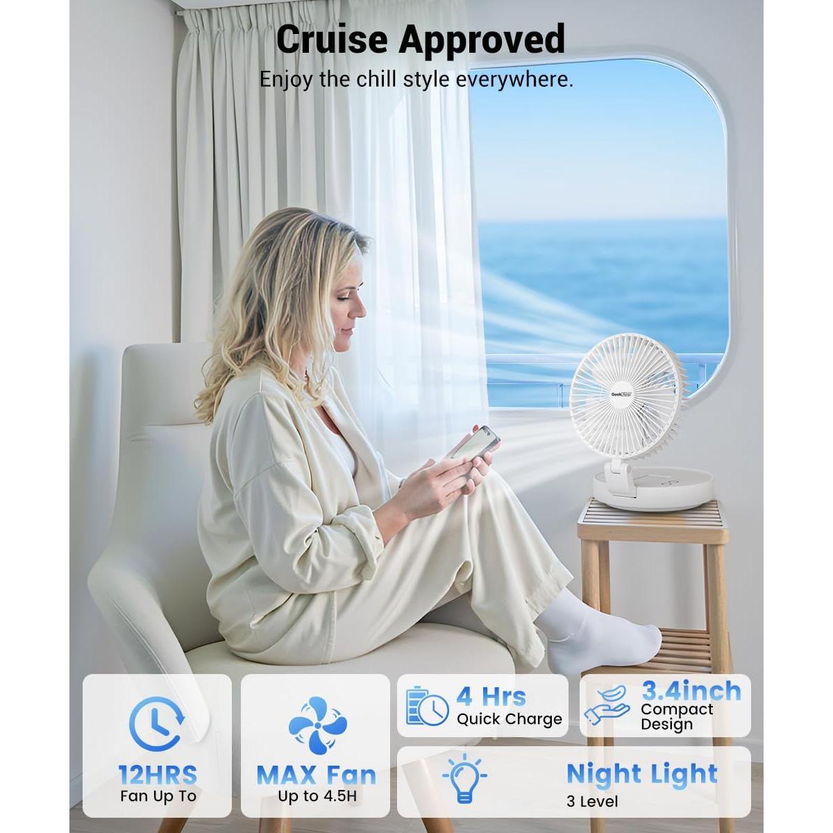 Ventilador Personal Geek Aire F100 Portátil Recargable LED