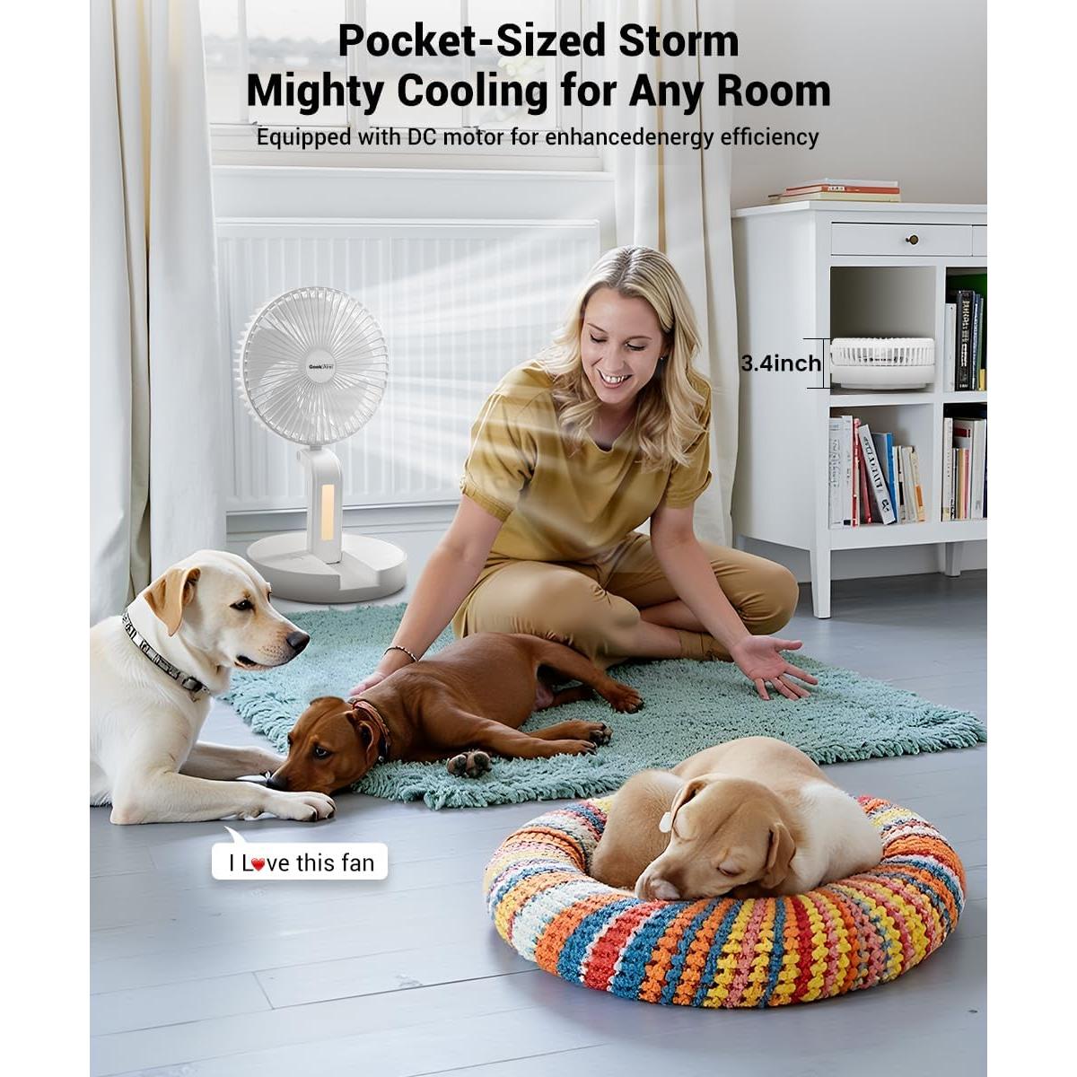 Ventilador Personal Geek Aire F100 Portátil Recargable LED