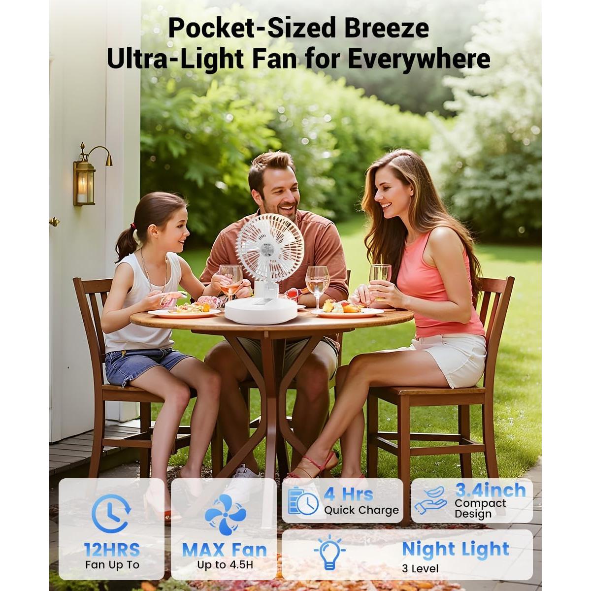 Ventilador Personal Geek Aire F100 Portátil Recargable LED