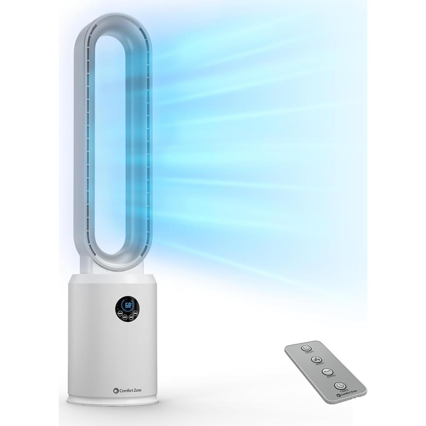 Ventilador de Torre Comfort Zone 101.6 cm Sin Aspas con Control Remoto