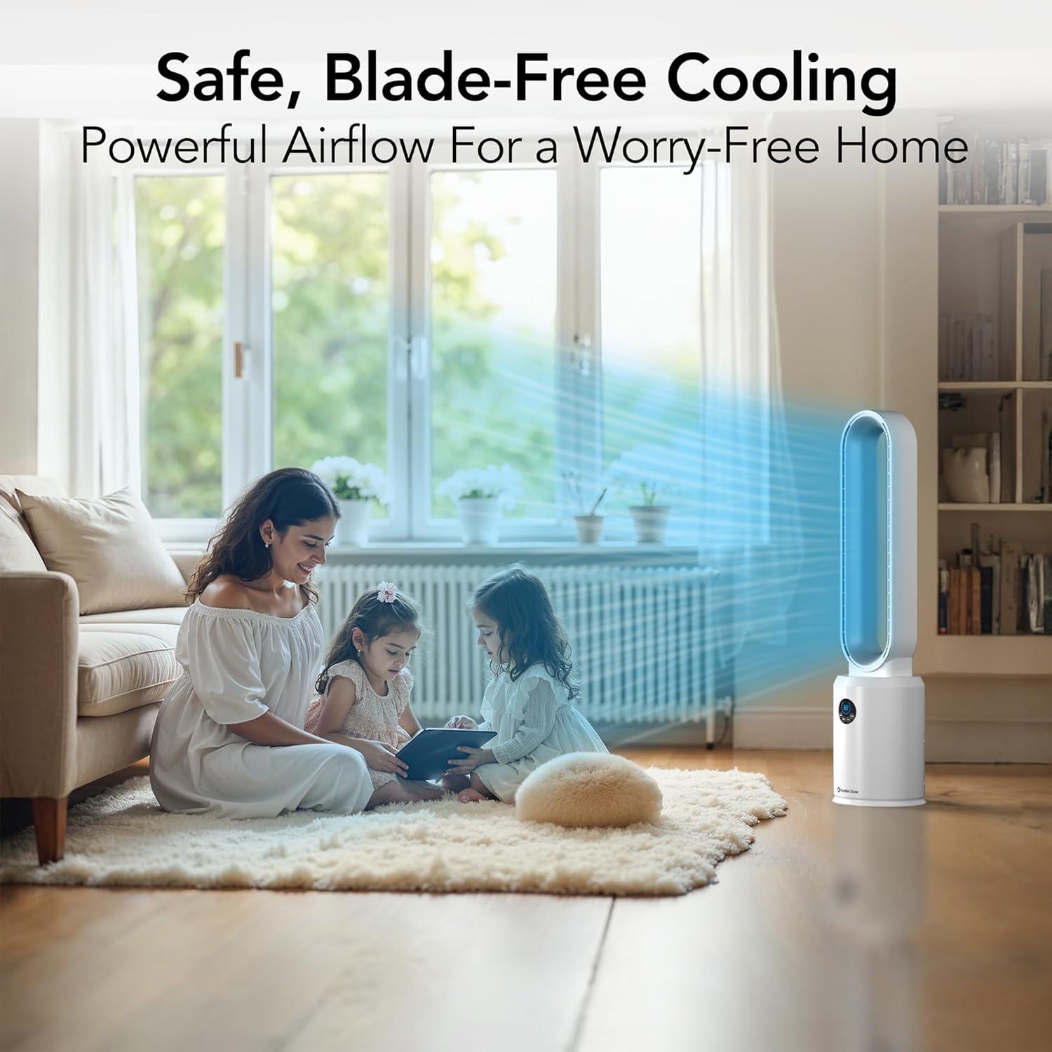 Ventilador de Torre Comfort Zone 101.6 cm Sin Aspas con Control Remoto