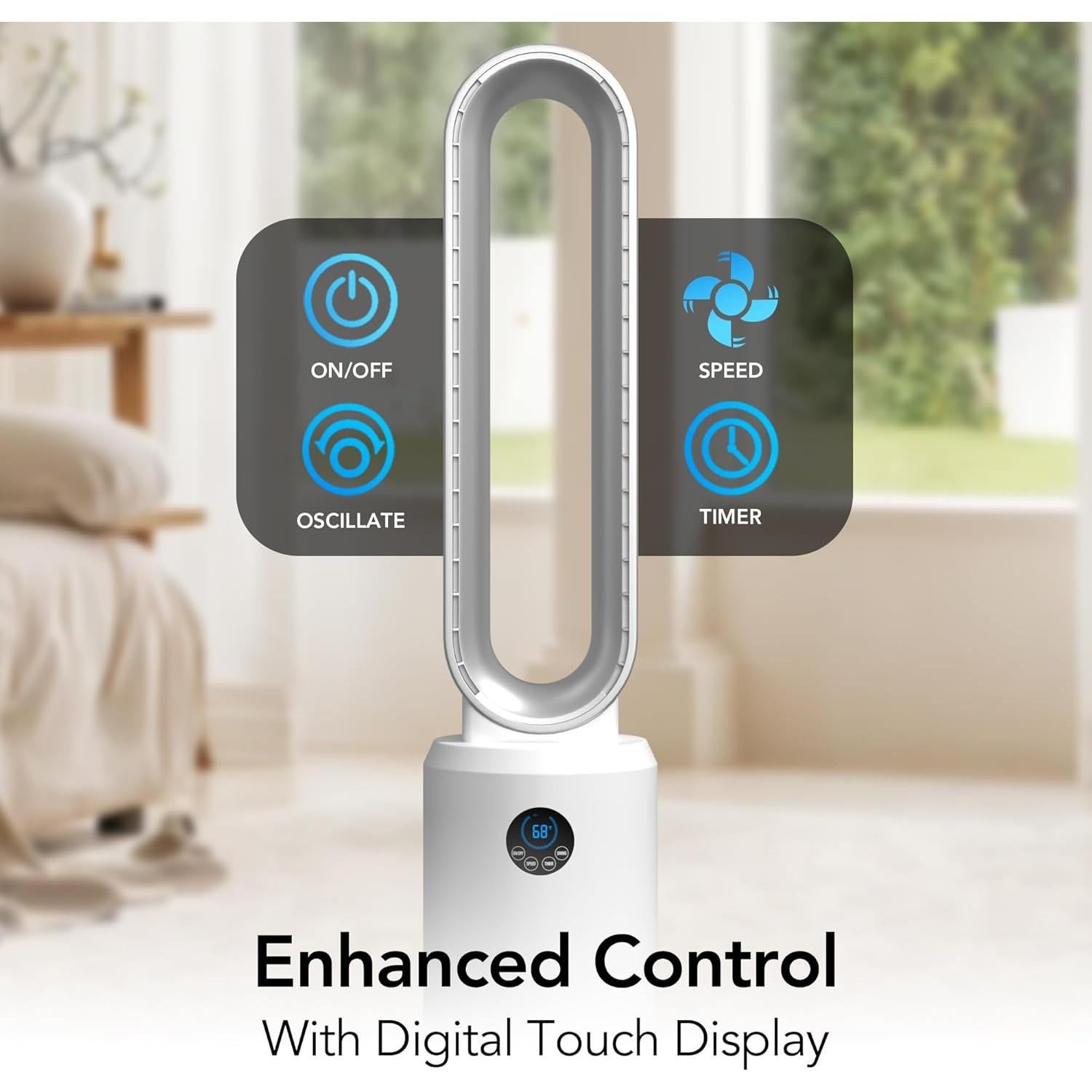 Ventilador de Torre Comfort Zone 101.6 cm Sin Aspas con Control Remoto