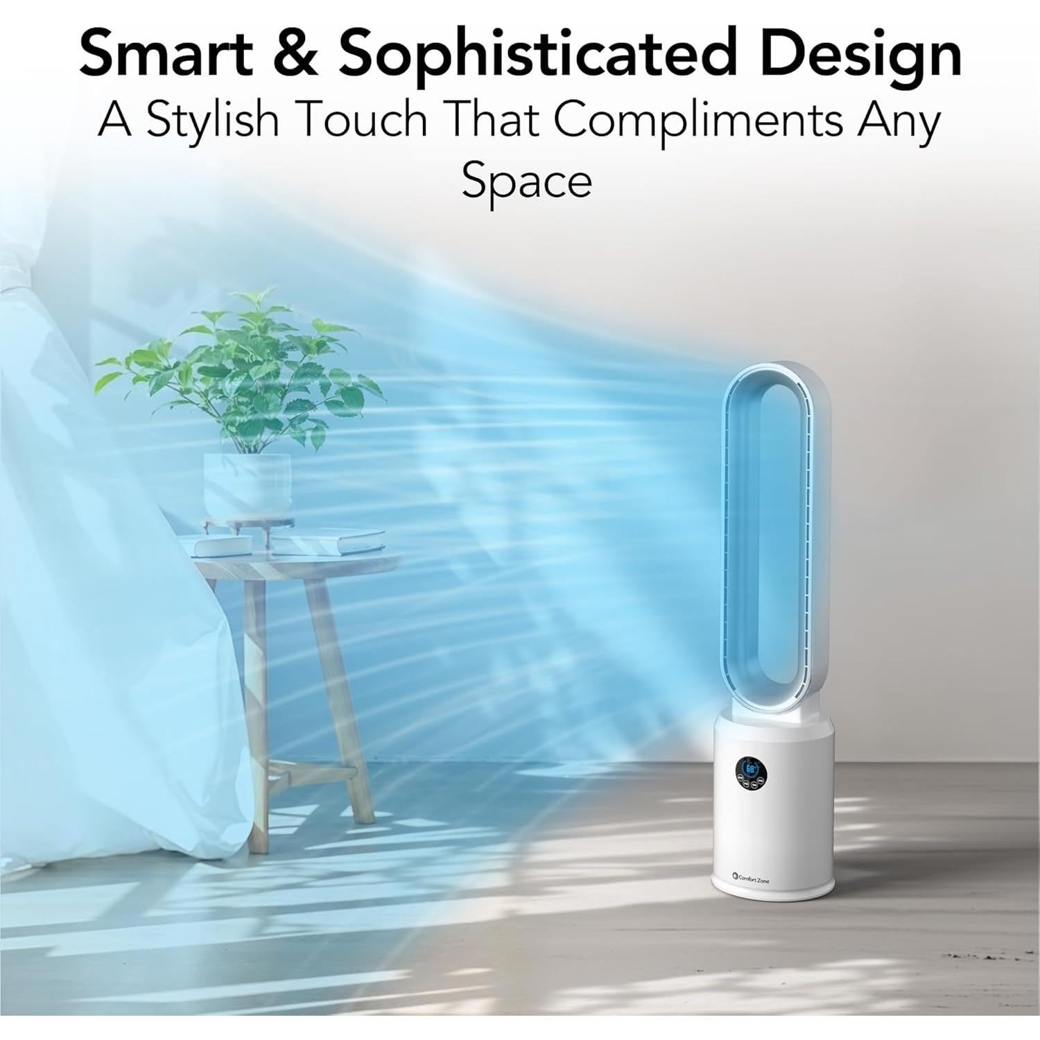 Ventilador de Torre Comfort Zone 101.6 cm Sin Aspas con Control Remoto