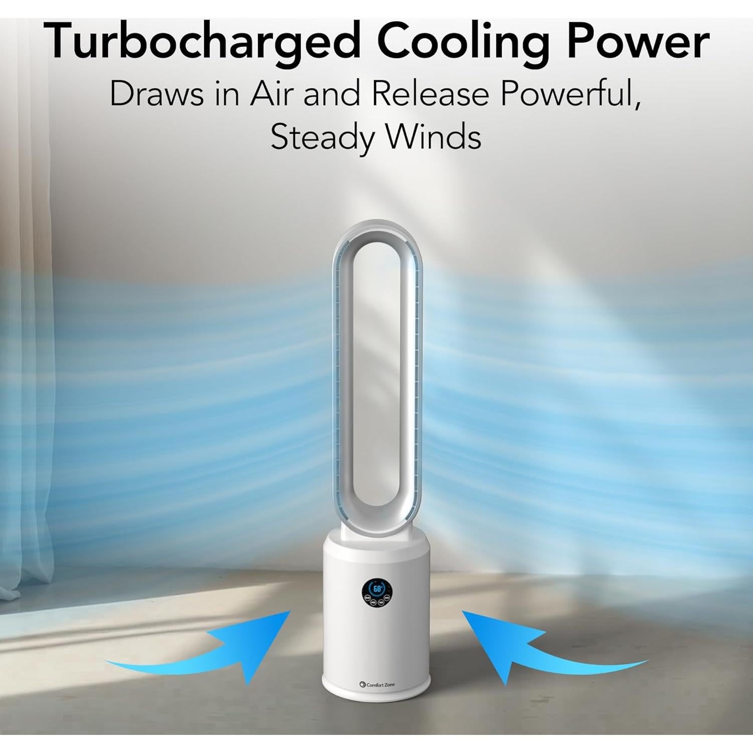 Ventilador de Torre Comfort Zone 101.6 cm Sin Aspas con Control Remoto