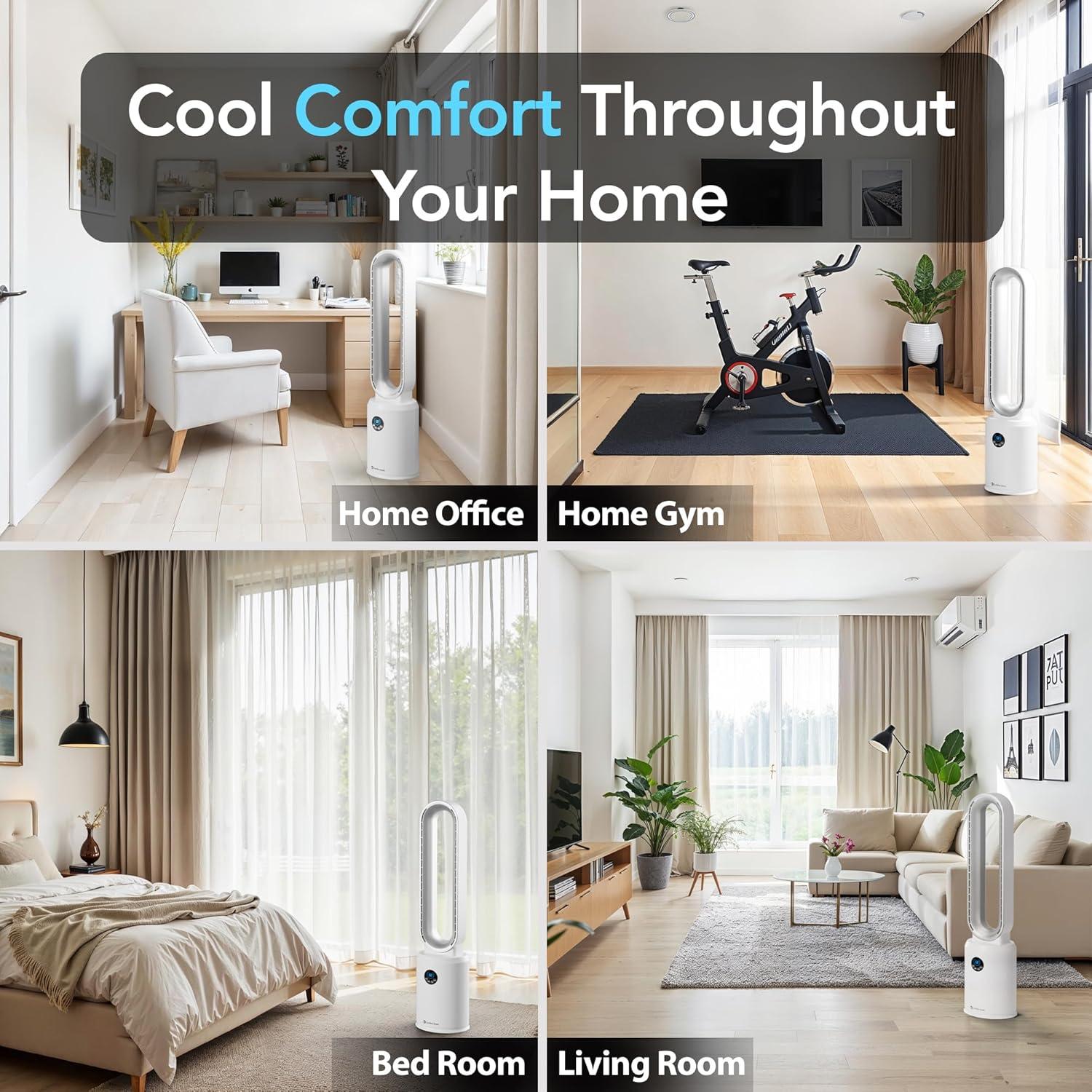 Ventilador de Torre Comfort Zone 101.6 cm Sin Aspas con Control Remoto