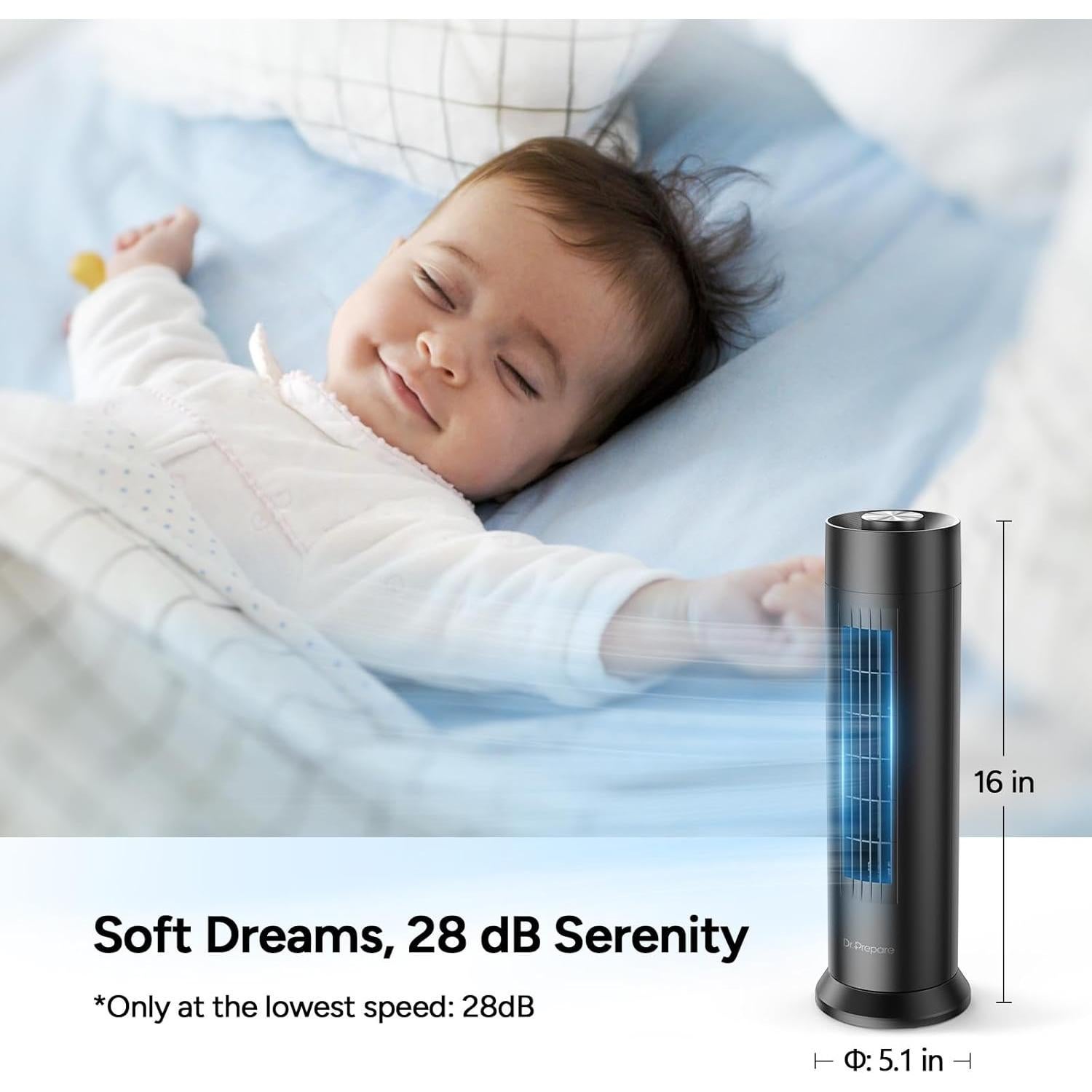 Ventilador de Torre DR.PREPARE CF11, 40.64 cm, Silencioso 28 dB