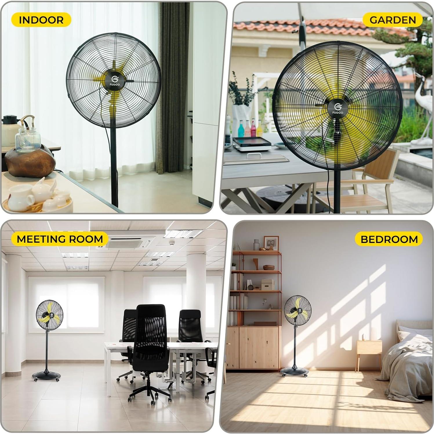 Ventilador de Pedestal Oscilante FUGOO 24" Impermeable 4 Velocidades