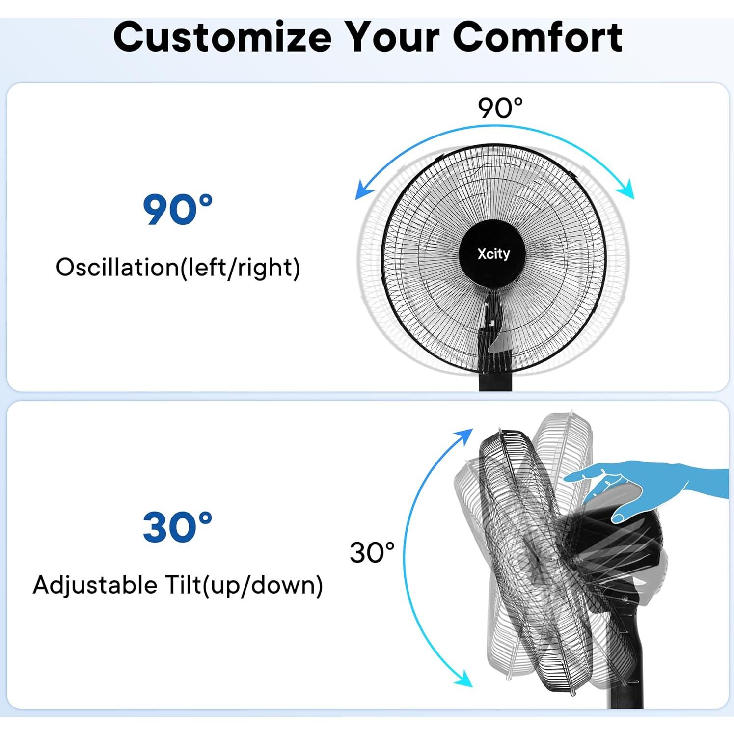 Ventilador de pedestal oscilante Xcity 16" 3 velocidades control remoto