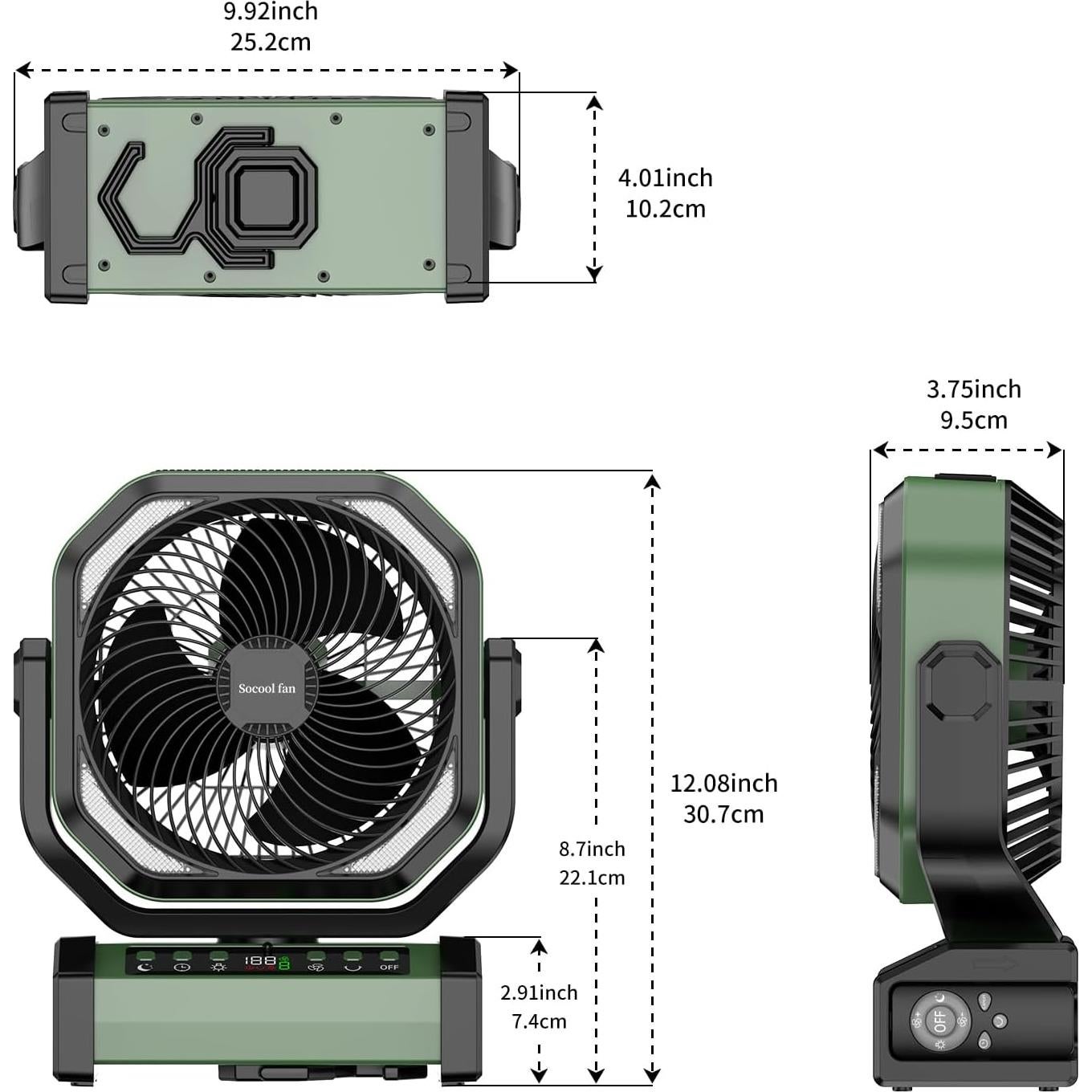 Ventilador de Camping Socool D22 con Luz LED 20000mAh 9 Velocidades