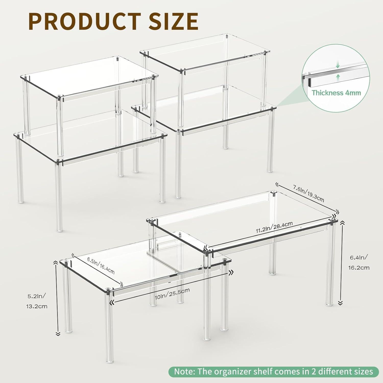 Organizador de Gabinete Acrílico NESTRAXO 4 Piezas Apilable