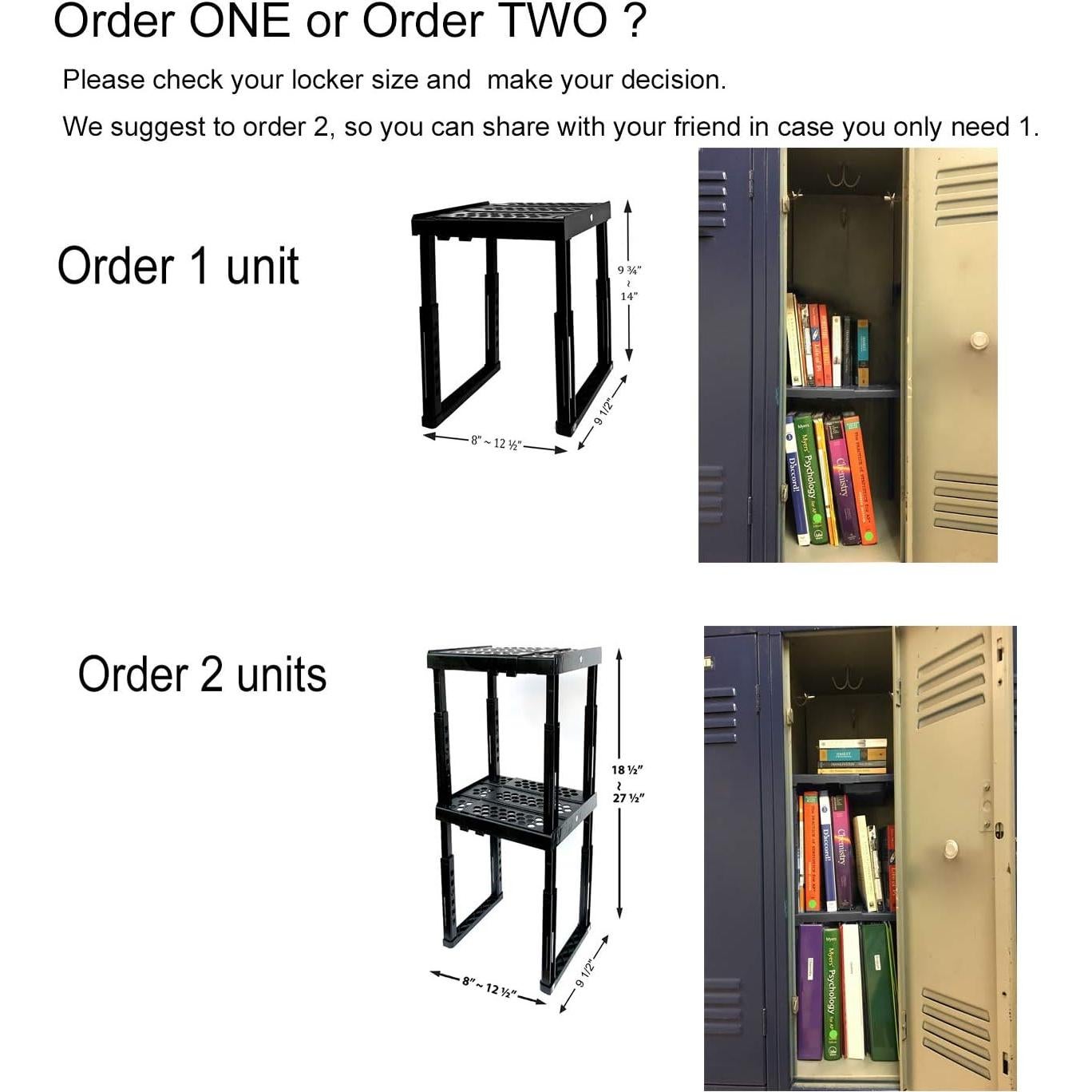 Estante Organizador Ajustable ABLinox para Taquilla Negro