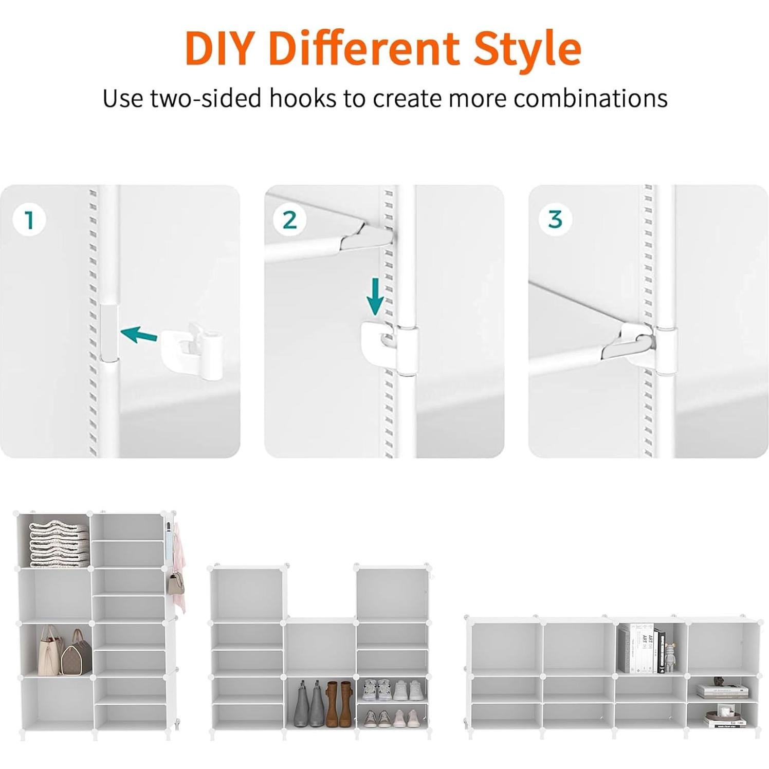 Organizador de Closet AWTATOS 8 Cubos Apilables Blanco