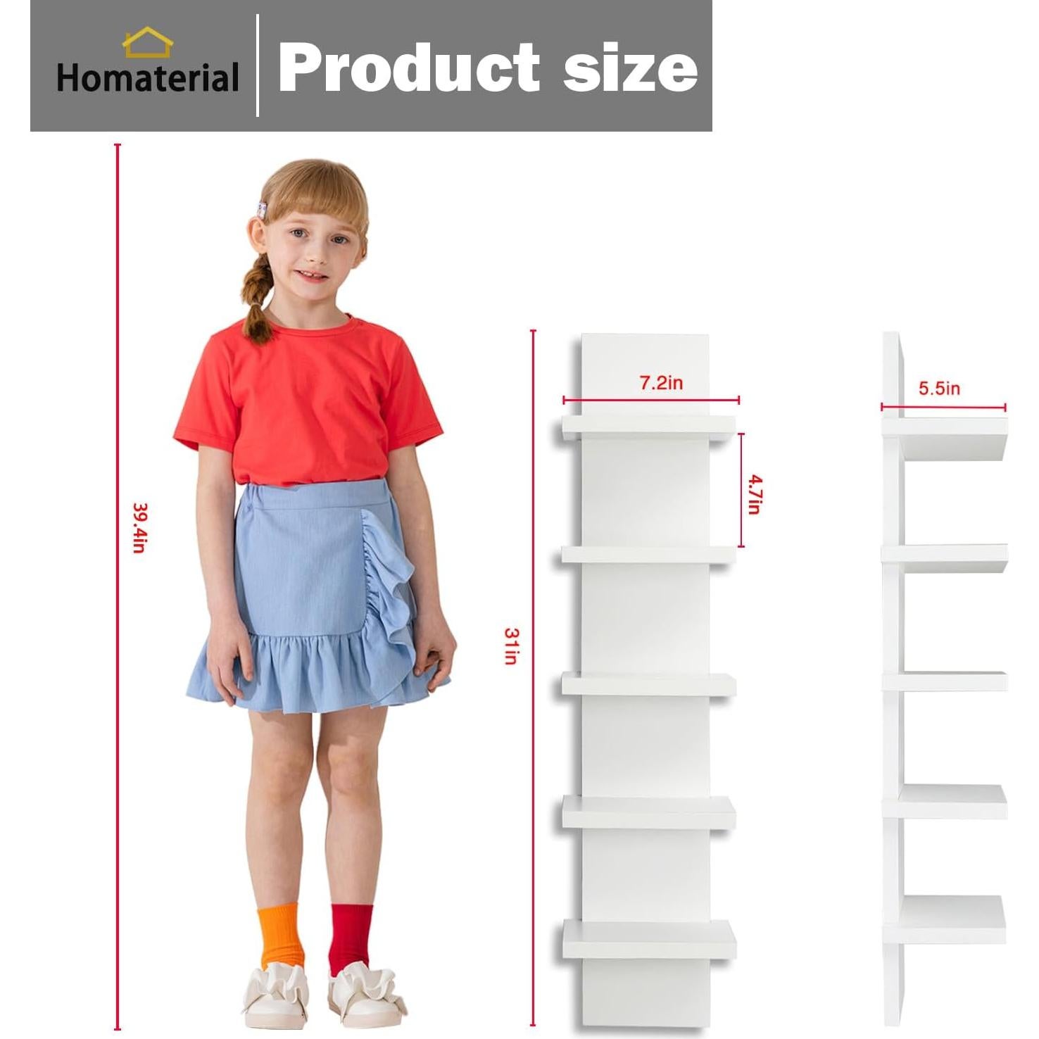 Estante Flotante de Pared Homaterial Blanco 5 Niveles 78.74 cm