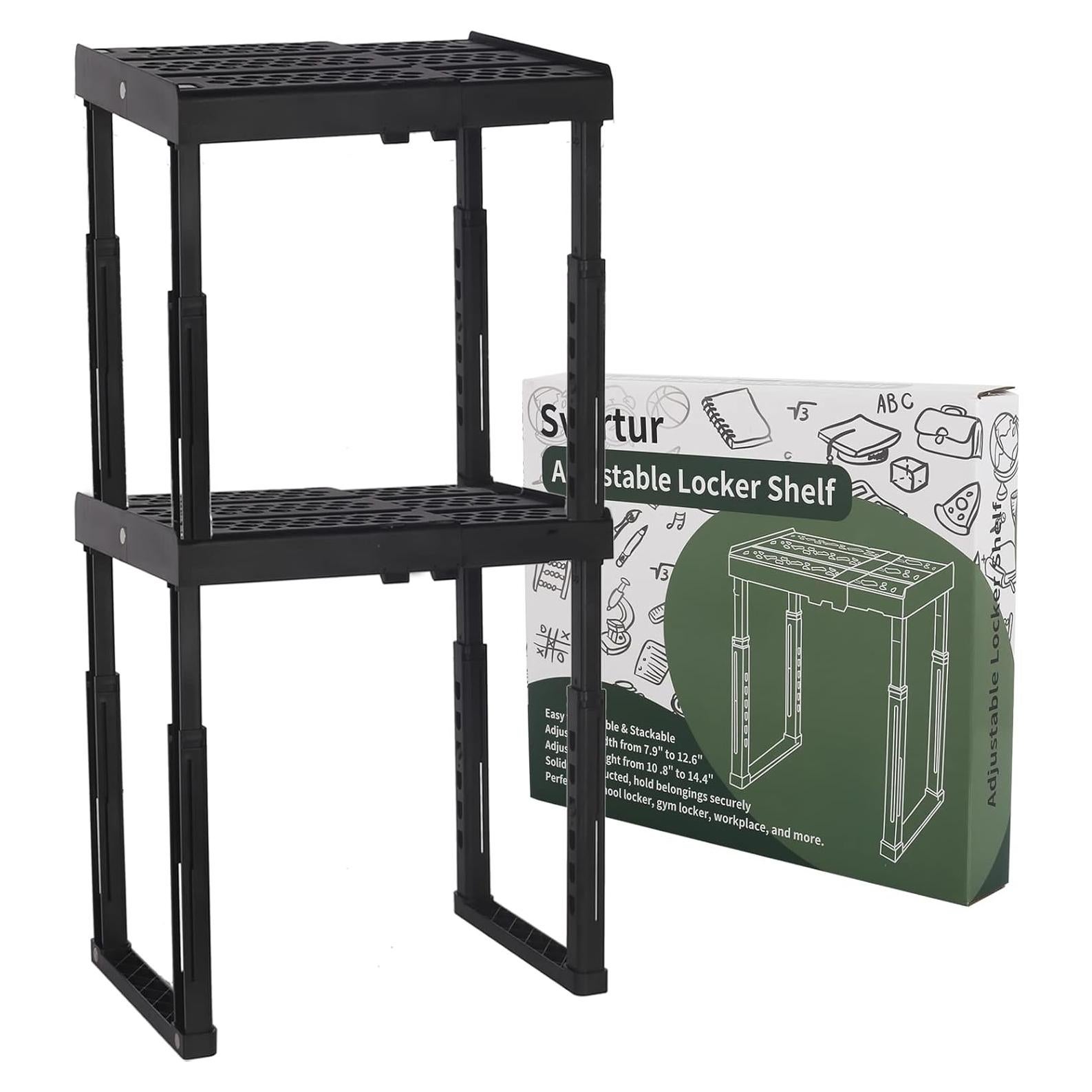 Estante de Locker Ajustable Svartur - Paquete de 2, Negro