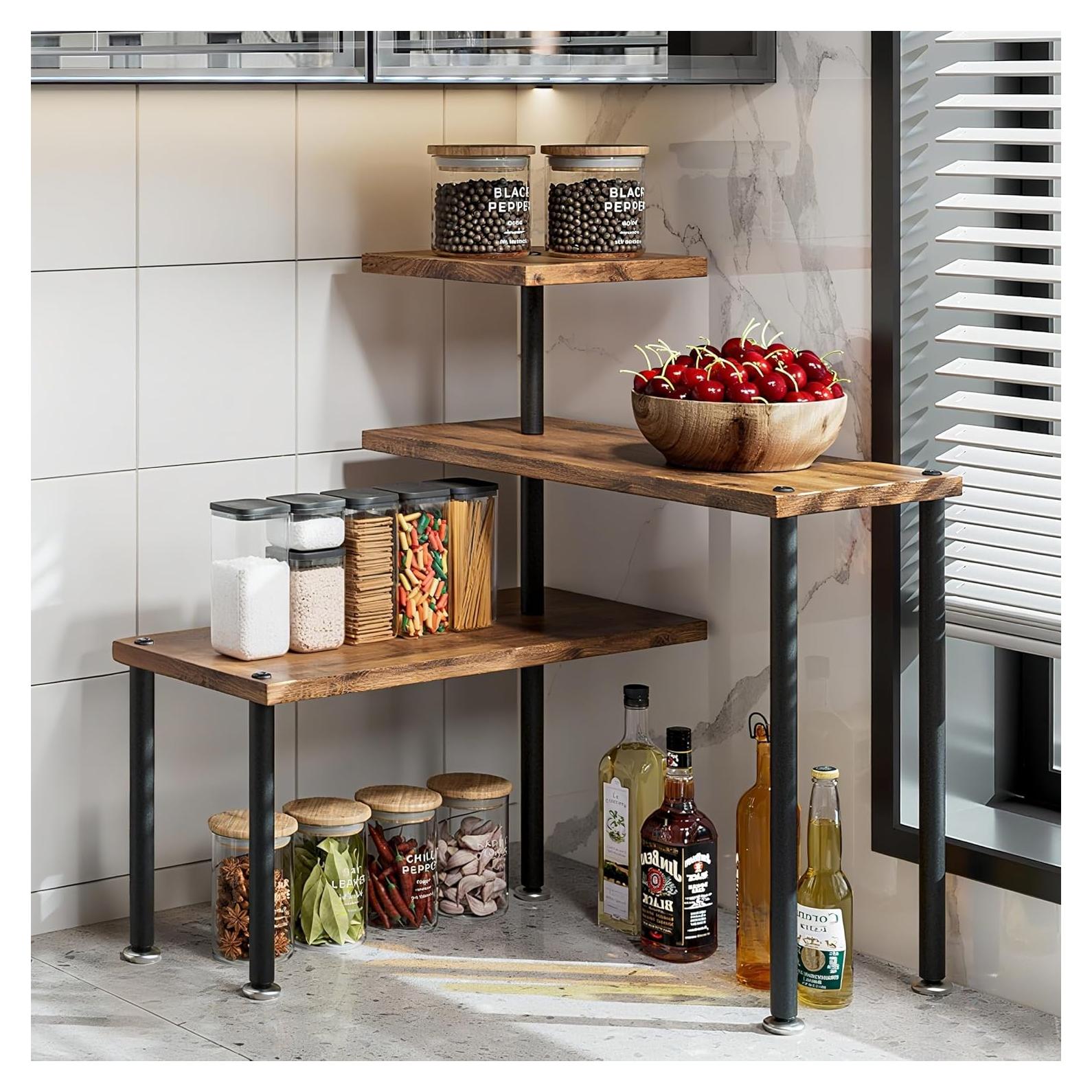 Estante de Cocina en Esquina Dazioter 3 Niveles Ajustable Negro