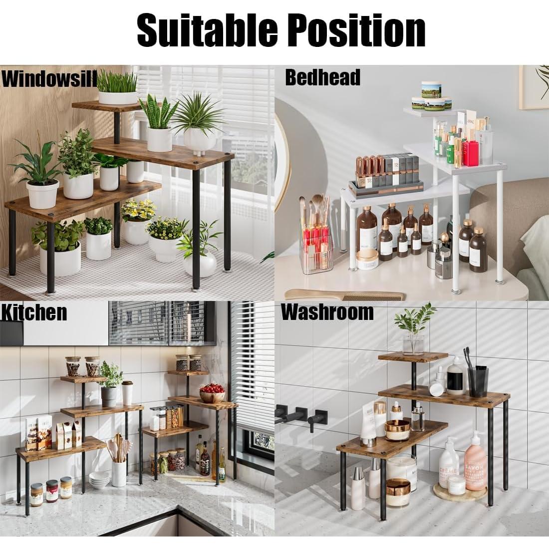 Estante de Cocina en Esquina Dazioter 3 Niveles Ajustable Negro