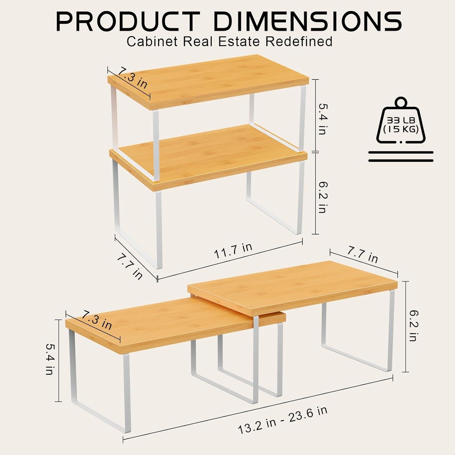 Juego de 2 Estantes Organizadores de Gabinete Vorisebo