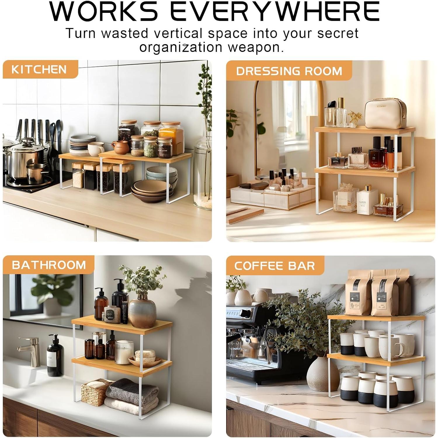 Juego de 2 Estantes Organizadores de Gabinete Vorisebo