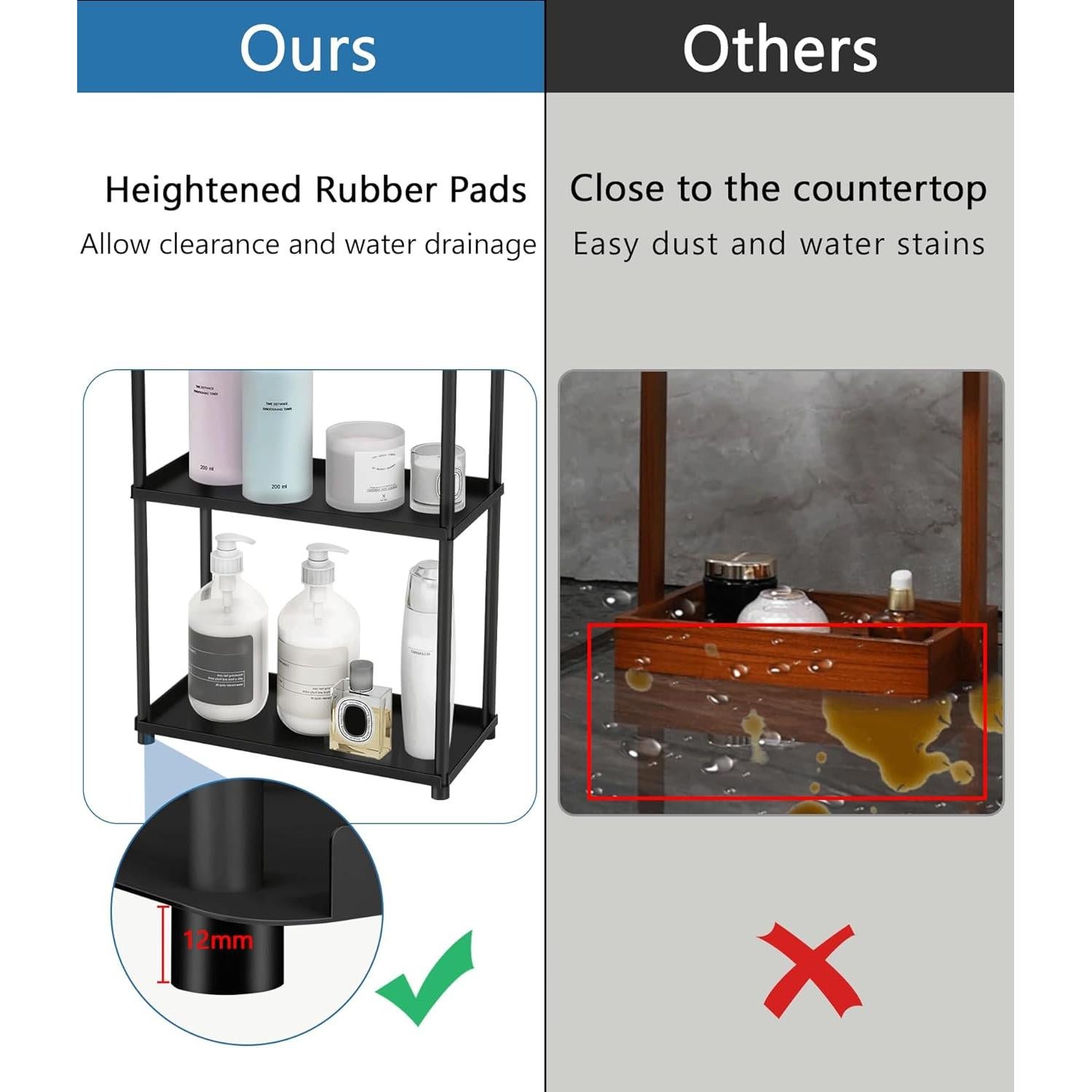 Organizador de baño VOTZAAQ 3 niveles acero inoxidable negro mate