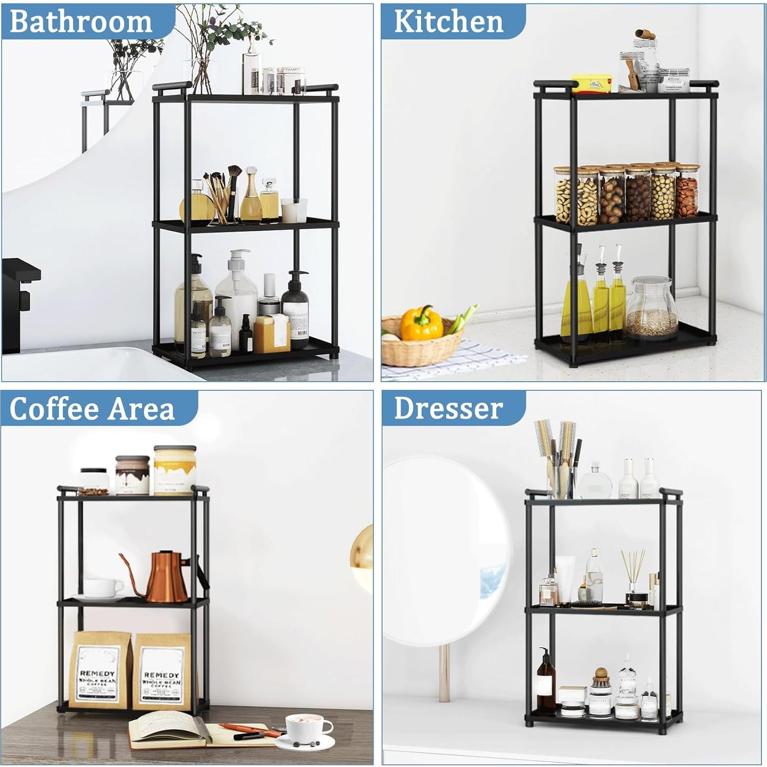 Organizador de baño VOTZAAQ 3 niveles acero inoxidable negro mate