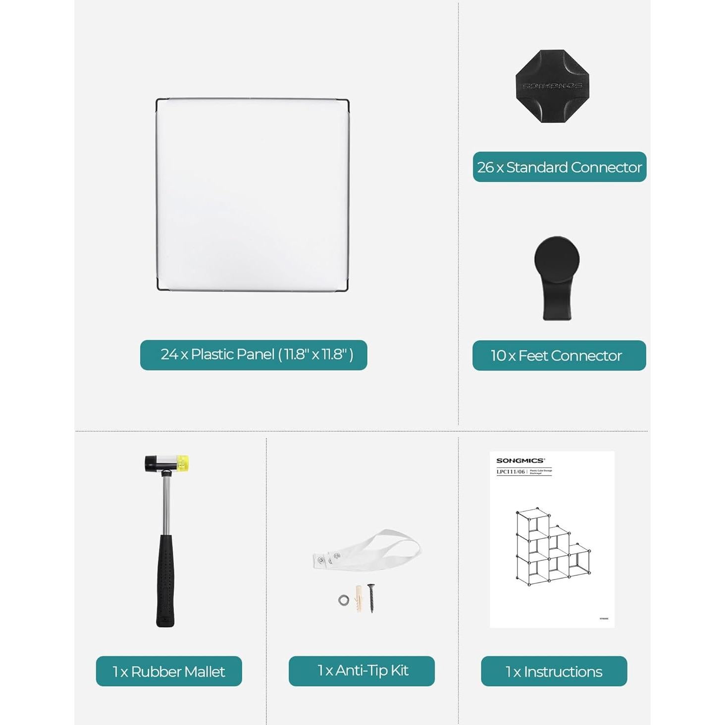 Organizador de Almacenamiento SONGMICS 6 Cubos 30x30 cm Blanco