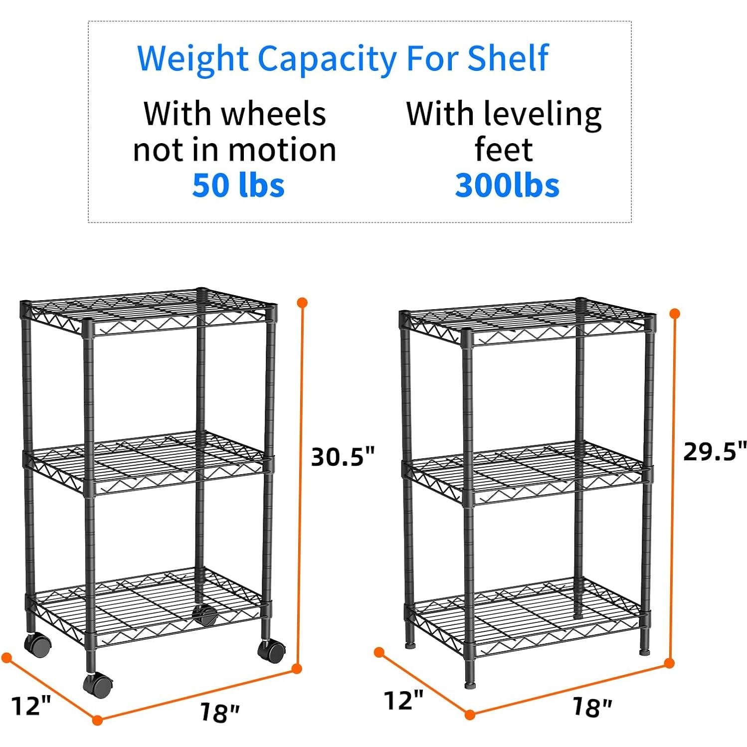 Estantería de Metal Ajustable Golpart 3 Niveles 78.1 cm Negro