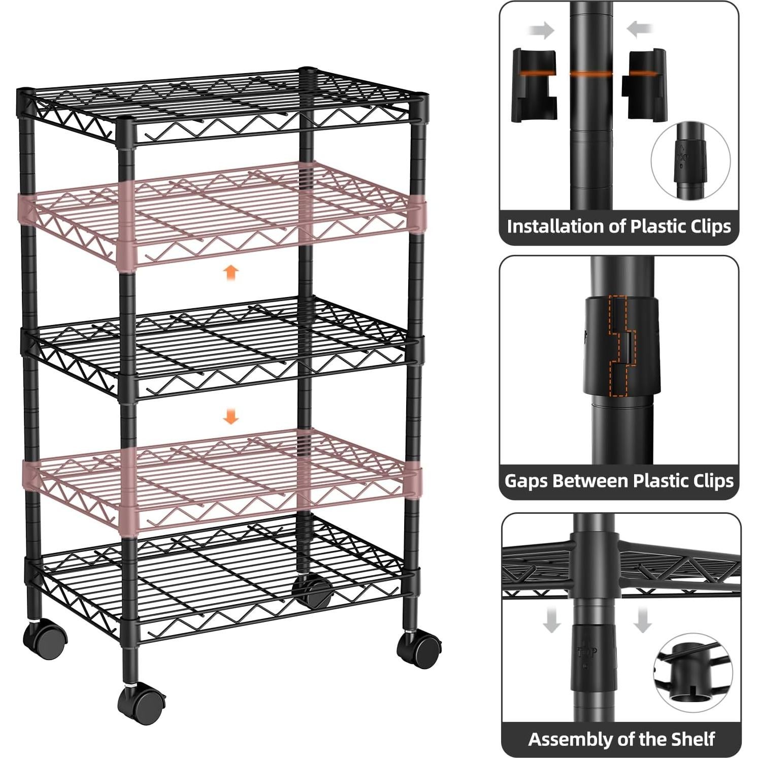 Estantería de Metal Ajustable Golpart 3 Niveles 78.1 cm Negro