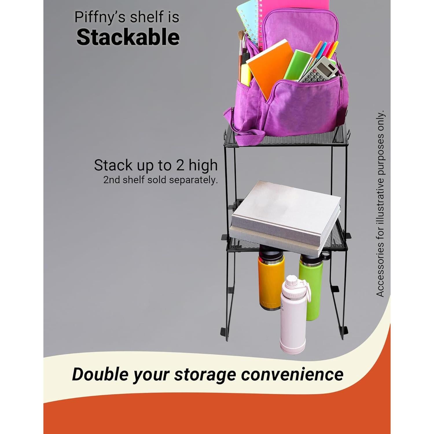 Estante Organizador de Taquilla Piffny Negro 2 Paquete 30.48 cm