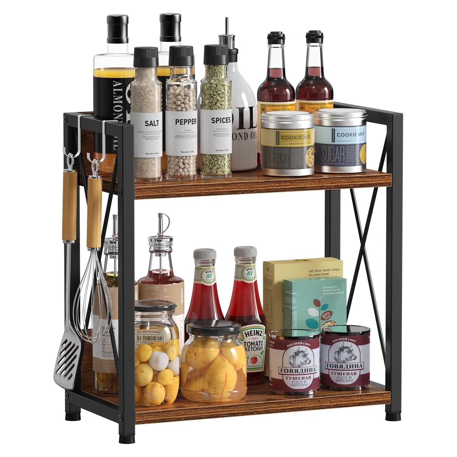 Organizador de Estante de Encimera Snughome Grande Madera Rústica