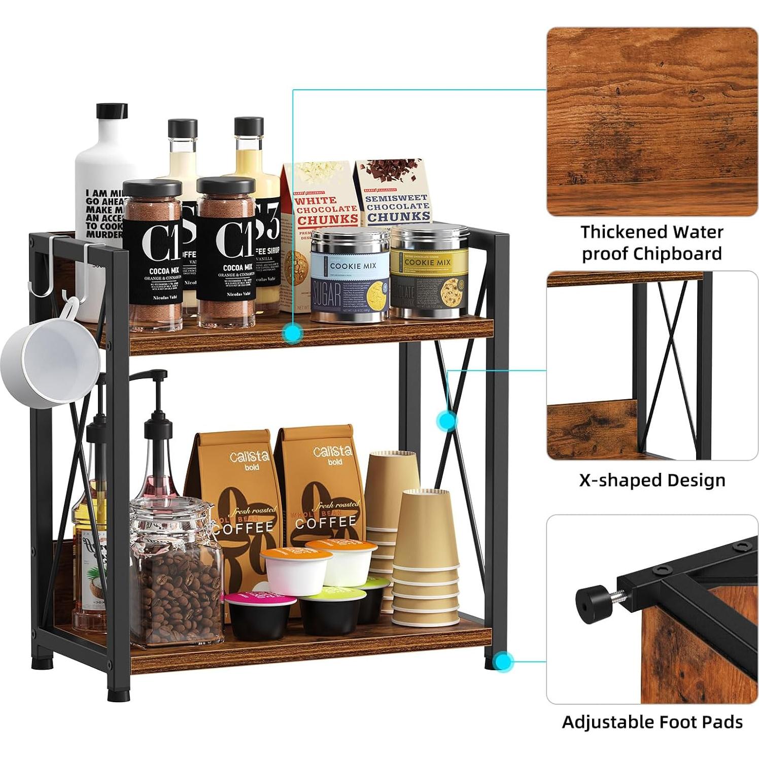 Organizador de Estante de Encimera Snughome Grande Madera Rústica