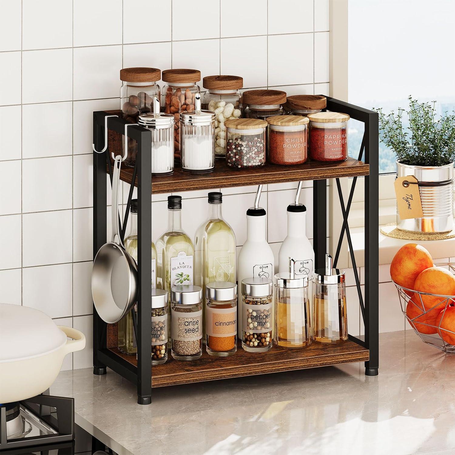 Organizador de Estante de Encimera Snughome Grande Madera Rústica