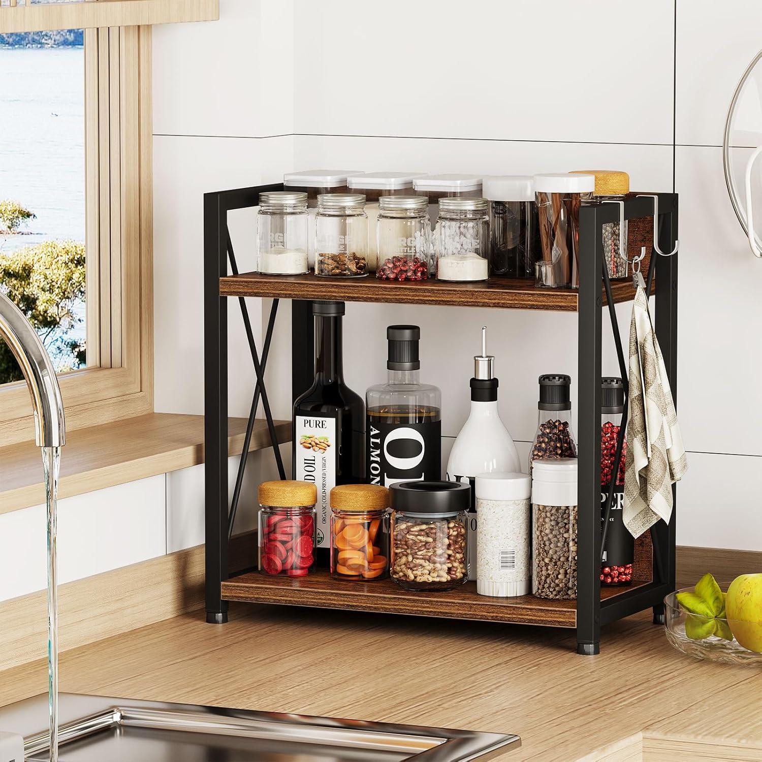 Organizador de Estante de Encimera Snughome Grande Madera Rústica