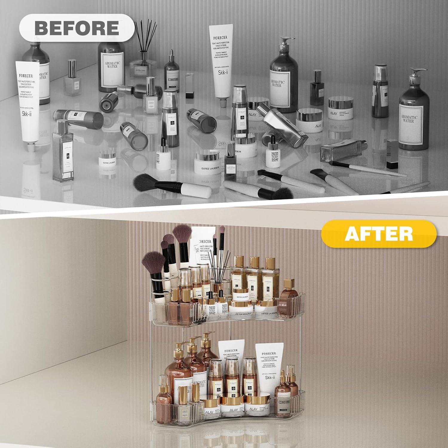 Organizador de Baño de Esquina Asayuee 2 Niveles Transparente