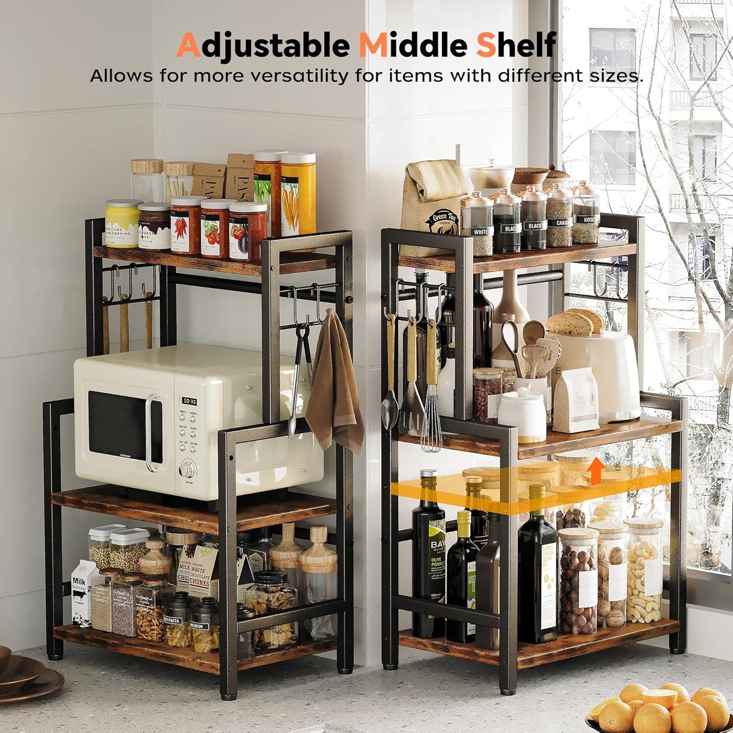 Organizador de Encimera Homeiju 3 Niveles Ajustable Madera Vintage