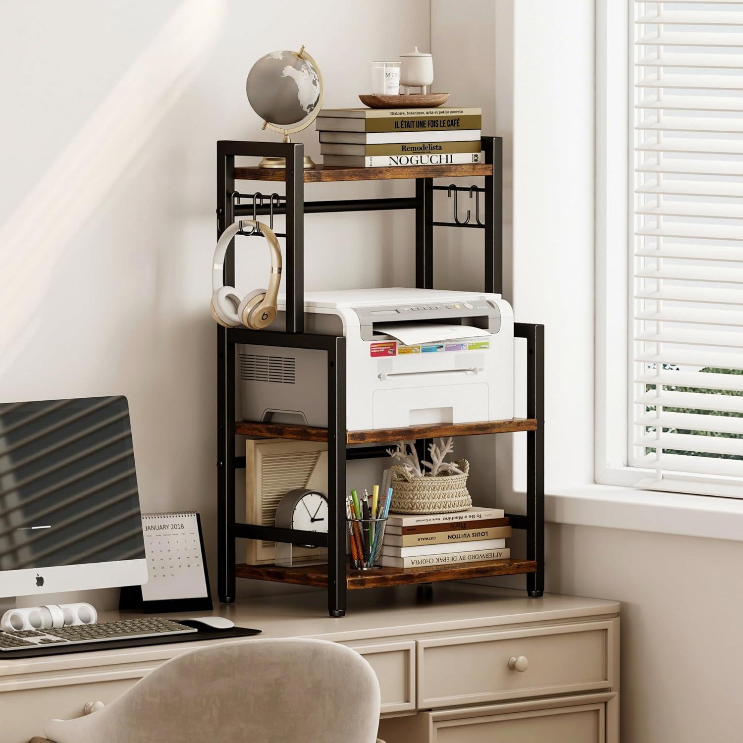 Organizador de Encimera Homeiju 3 Niveles Ajustable Madera Vintage