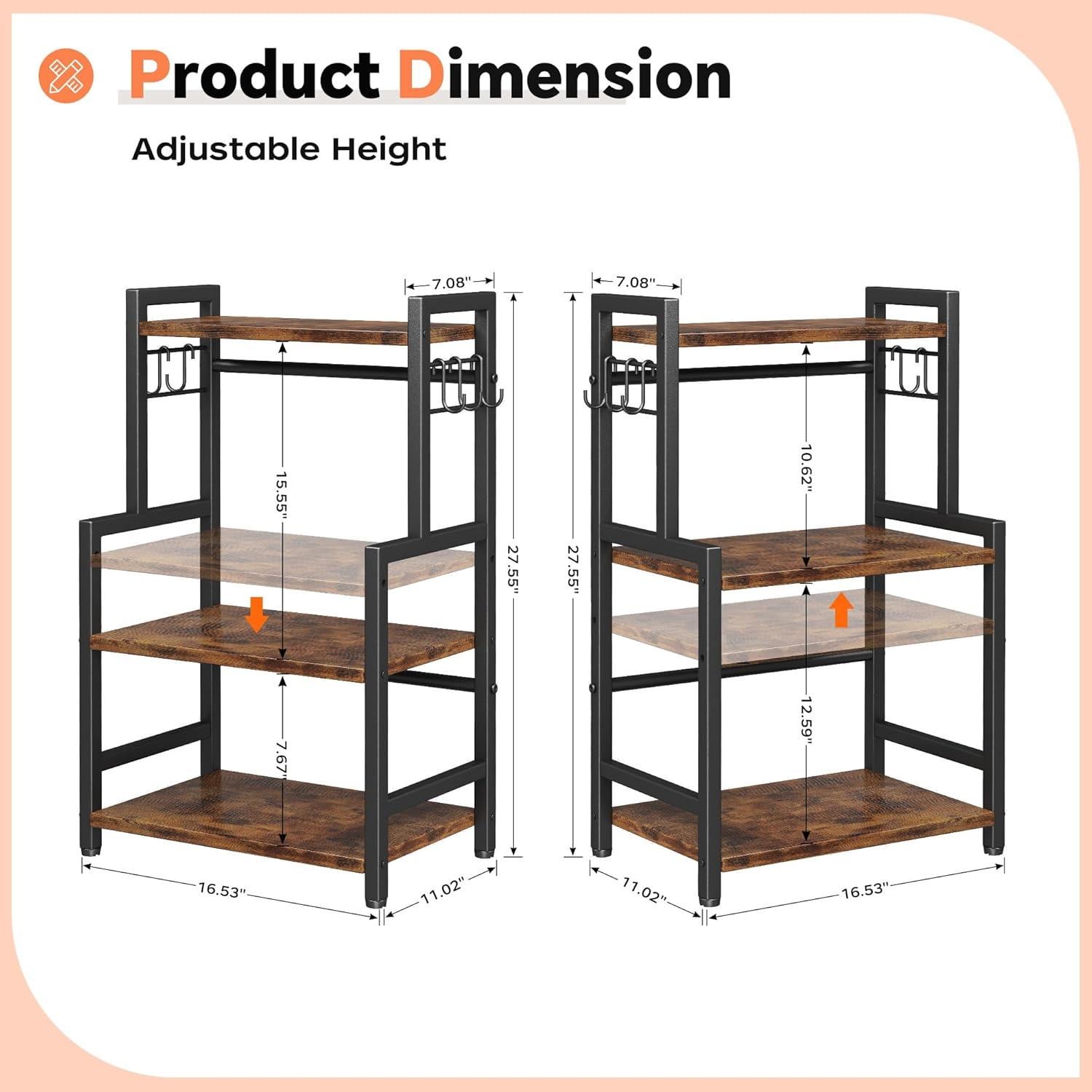 Organizador de Encimera Homeiju 3 Niveles Ajustable Madera Vintage