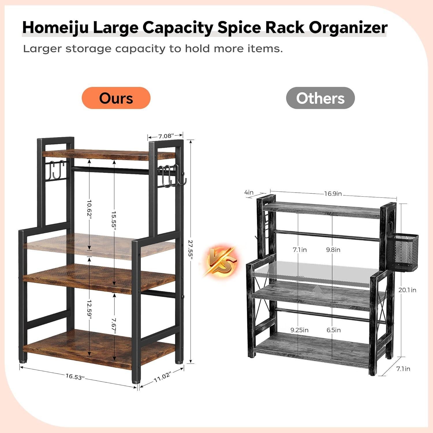 Organizador de Encimera Homeiju 3 Niveles Ajustable Madera Vintage