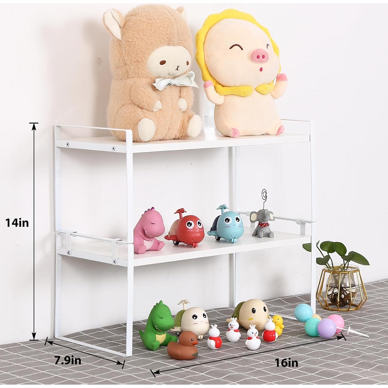 Organizador de Estante de Oficina YGYQZ Blanco 2 Niveles Madera