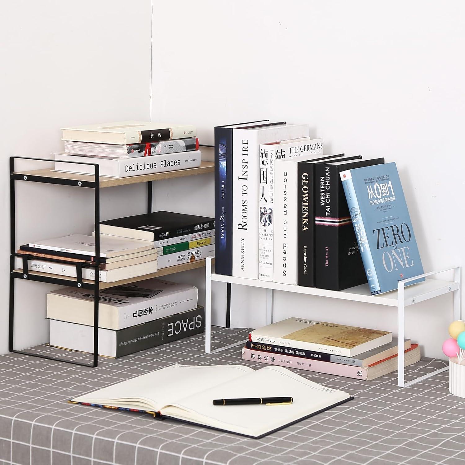 Organizador de Estante de Oficina YGYQZ Blanco 2 Niveles Madera