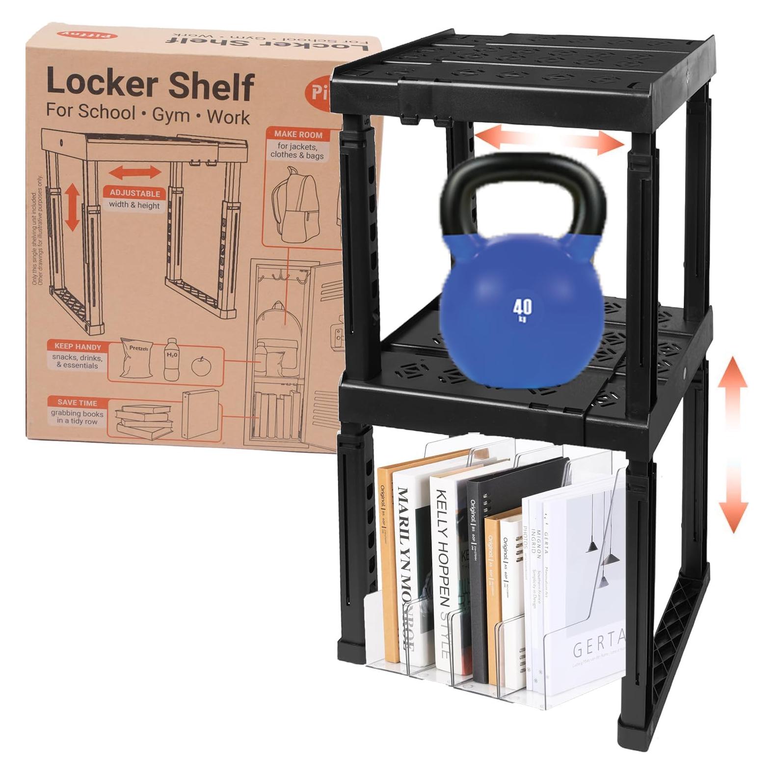 Estante Organizador de Taquilla Piffny Ajustable Negro - Paquete de 2