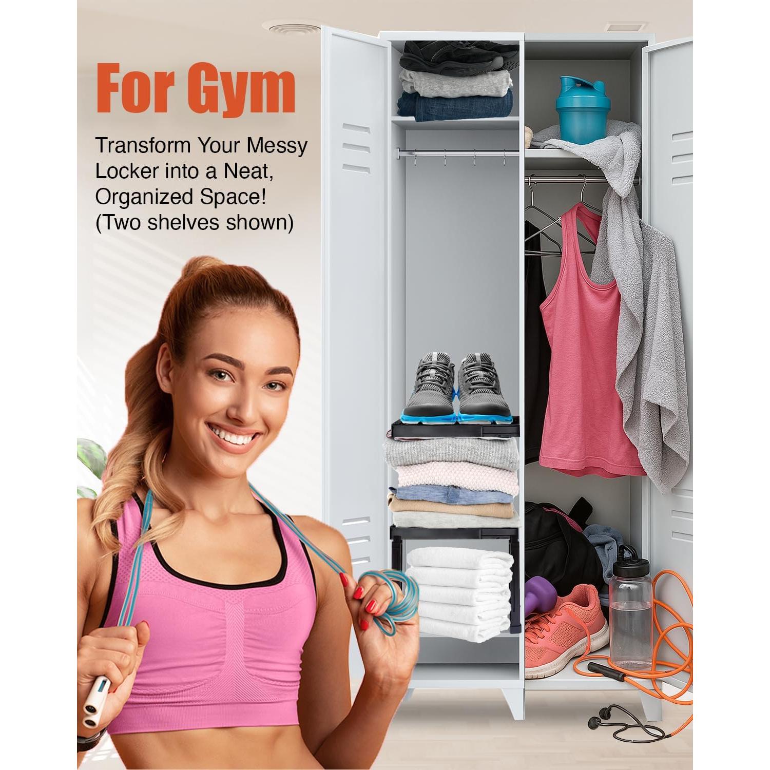 Estante Organizador de Taquilla Piffny Ajustable Negro - Paquete de 2