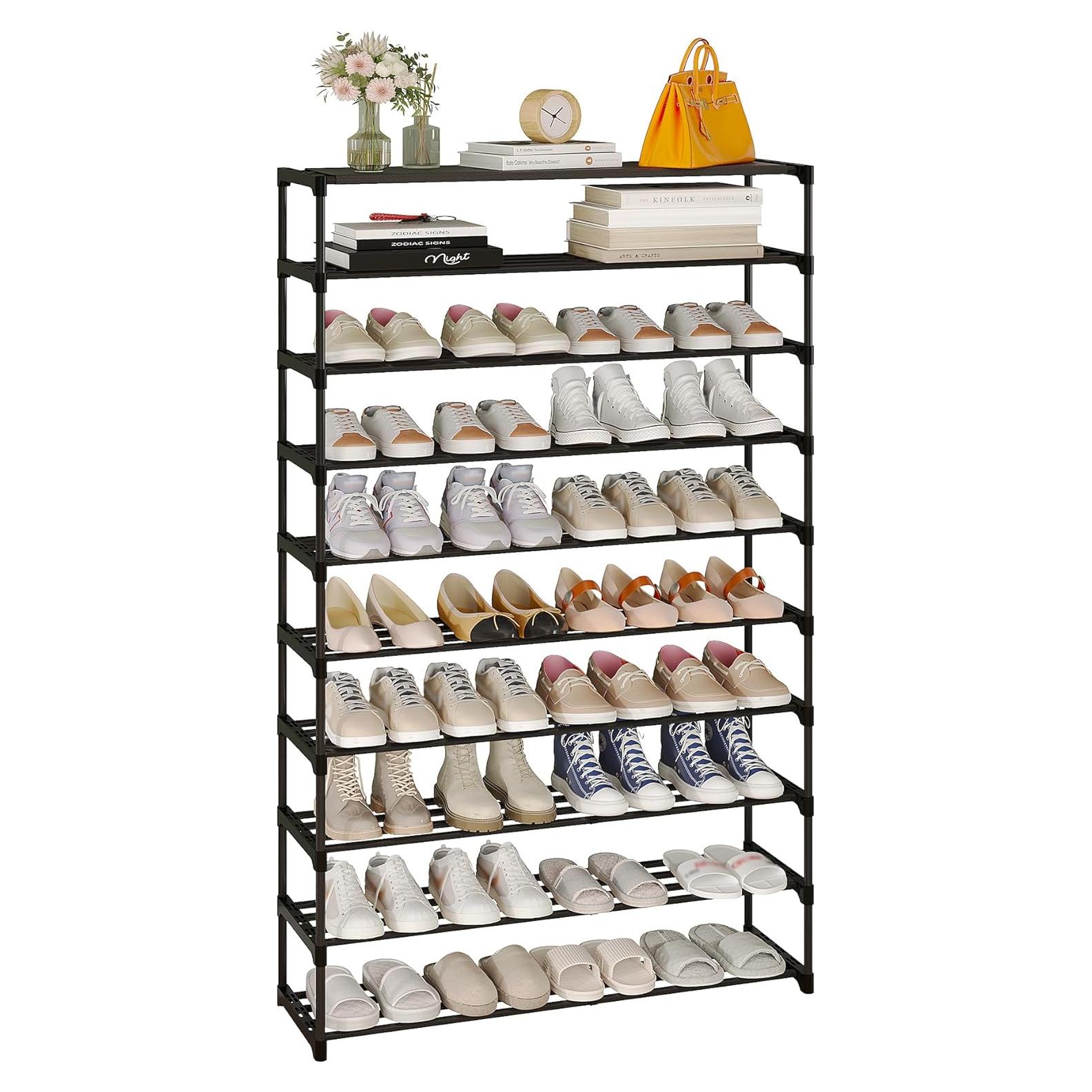 Estante para Zapatos Calmootey 10 Niveles Ajustable Negro